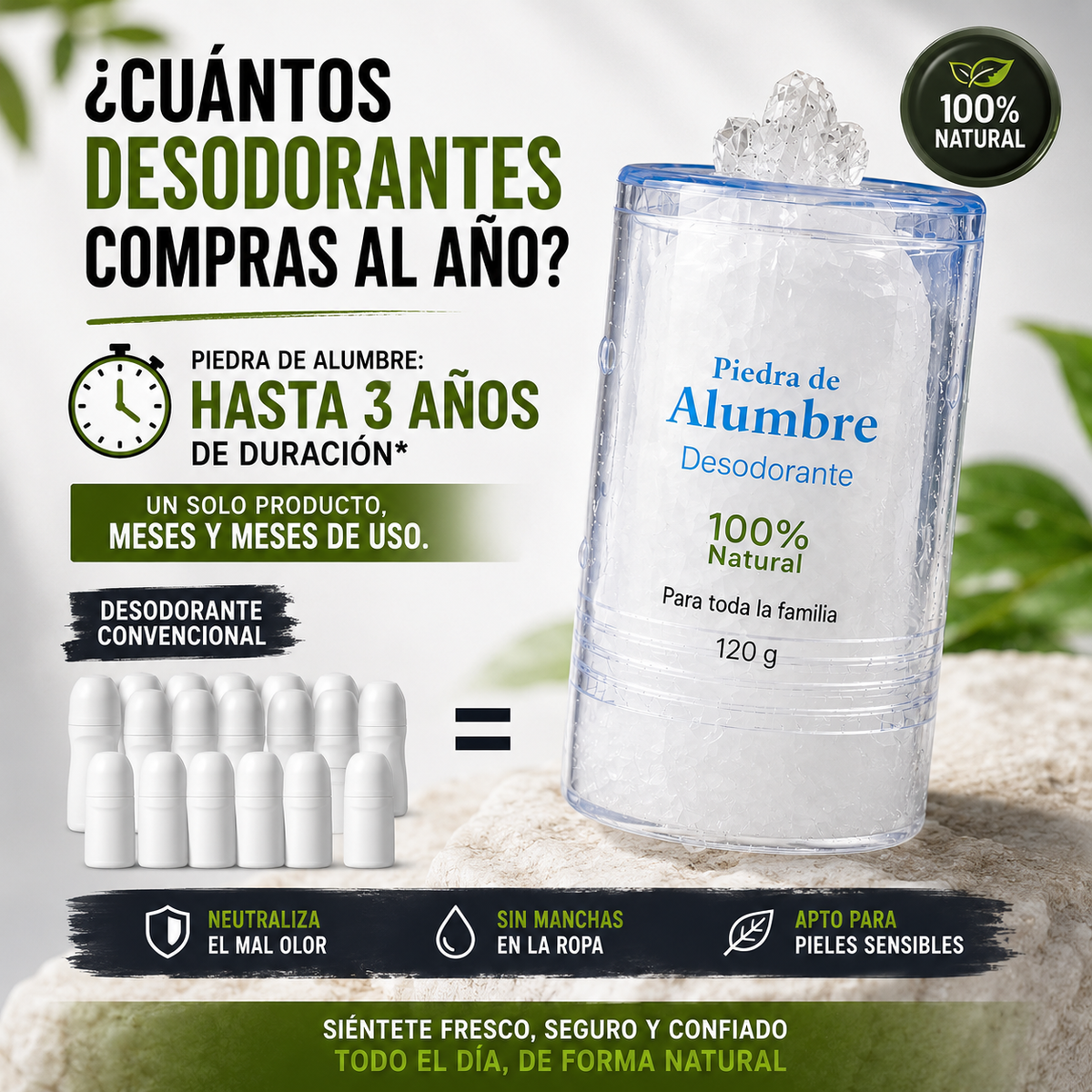 Piedra de Alumbre — No dejes que el mal olor hable por ti + Oferta 50%